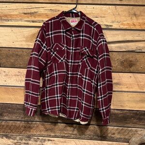 Wrangler Burgundy Plaid Button Down Shirt